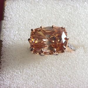 925 Rose gold Citrine Quartz ring